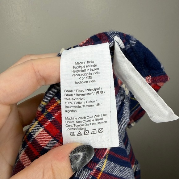 Crewcuts Boys Plaid Flannel Shirt Size 2 Red Navy Yellow Button Down - Picture 5 of 7